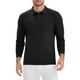 thumbnail image 5 of Camisa de polo de punto de negocios de color sólido de manga larga para hombre L negra, 5 of 6