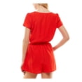 thumbnail image 2 of BEBOP Womens Red Belted Pull-on Elastic Waist Cap Sleeve Surplice Neckline Wide Leg Romper Juniors XL, 2 of 4