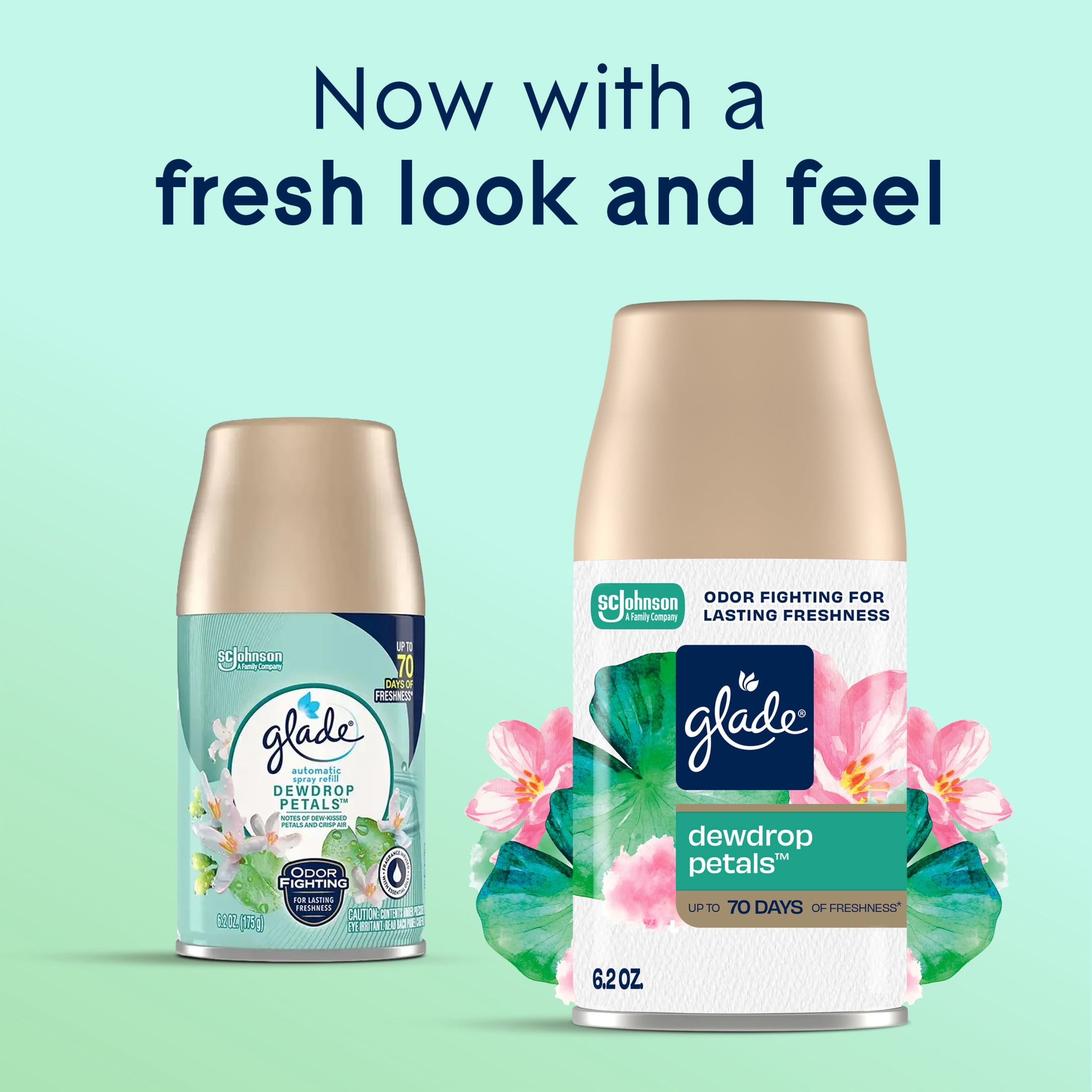 (3 pack) Glade Automatic Spray Refill, Dewdrop Petals, Scented Air Freshener for Home and Bathroom, 6.2 oz, 6 Count