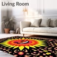 thumbnail image 2 of ODIKA 4'x6' Machine Washable Non-Slip Area Rug, Vibrant Sunburst Petal Arrangement Art Floret High Traffic Rug with Pad, Black, 562519, 2 of 8