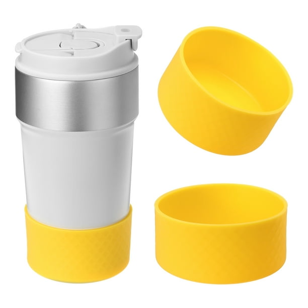 Funda de silicona para botella de agua Uxcell, fundas protectoras para botellas de agua, cubierta antideslizante, protector de fondo, amarilla, 4"
