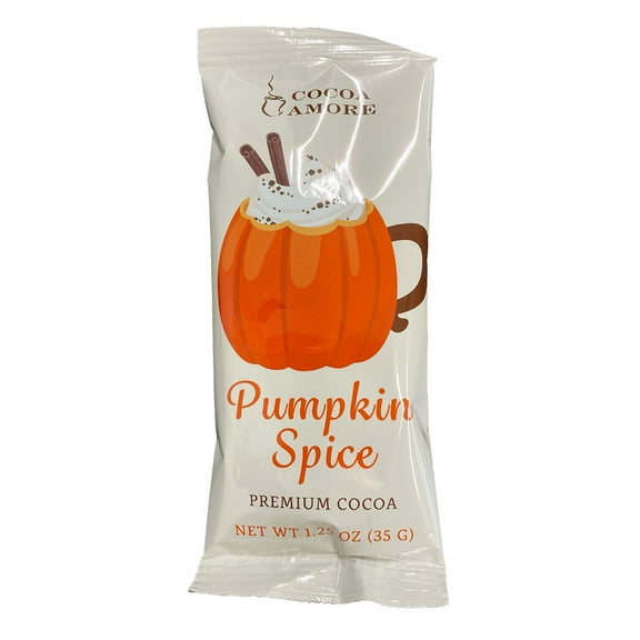 Cocoa Amore Pumpkin Spice Gourmet Cocoa 50 Packets Single Serve 1.25 oz Packets