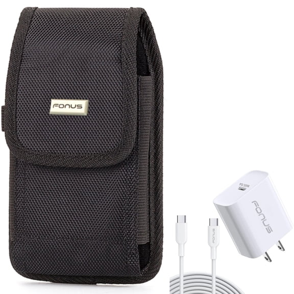 20W PD Home Charger & Case Belt Clip for Samsung Galaxy S24 Ultra/Plus - Fast Type-C 6ft Long Cable Quick Power, Rugged Holster Canvas Cover for Galaxy S24 Ultra/Plus