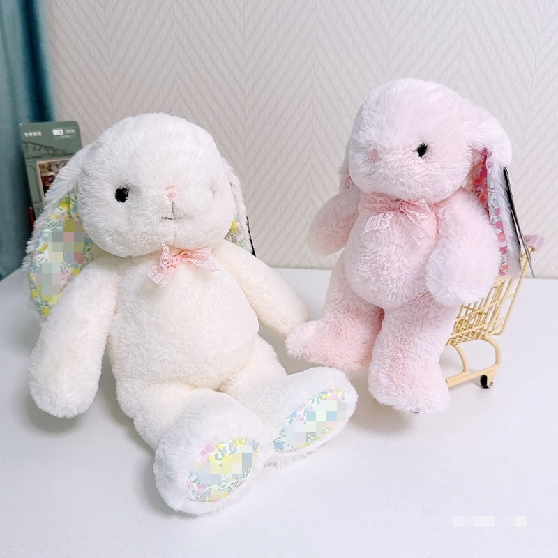 YTTAL Floral Lined Ear Lavender Bunny Plush - Cute Stuffed Animal | Perfect Easter Basket Stuffer & Cozy Home Accent