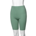 thumbnail image 5 of A2Y Women's Basic Solid Premium Cotton Mid Thigh High Rise Biker Bermuda Shorts Light Green S, 5 of 5