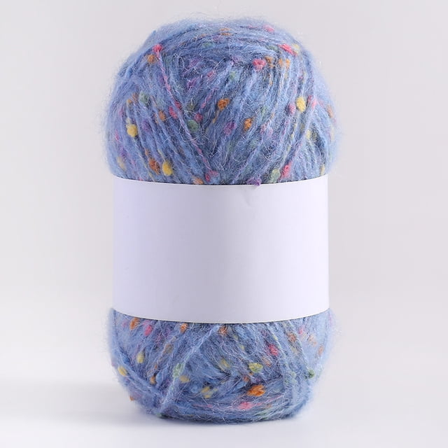 Gorro de lana polar de mohair con puntos de colores, hilo tejido a mano, bufanda, sombrero, bolso, material para muñecas listo para usar, hilo