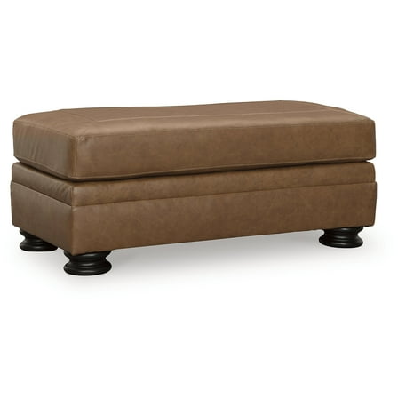 Signature Design by Ashley Traditional Carianna Leather Ottoman, Caramel