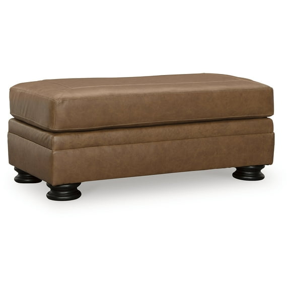 Signature Design by Ashley Traditional Carianna Leather Ottoman, Caramel