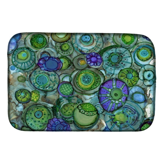 Abstract in Blues and Greens Dish Drying Mat