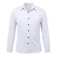 thumbnail image 4 of Durtebeua Men's Stretch Wrinkle Free  Shirts Formal Wedding Prom Long Sleeve Slim Fit Button Down Shirt White,M, 4 of 4