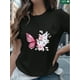 thumbnail image 1 of Happy Valentine'S Day Women's Butterflies And Flowers Print T-Shirt, Women's 220g Round Neck Casual Heavy Pure Cotton T-Shirt (1 PC), 1 of 5