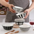 thumbnail image 6 of 6pcs Cereal Bowl Porcelain Soup Bowls 23oz - 6 Inch Japanese Bowls Black and White for Serving Salad | Ramen | Noodle | Pho | Oat | Oatmeal, 6 of 8