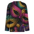 thumbnail image 6 of Womens Mardi Gras Shirts Sequins Feathers Print Crew Neck Blouse Carnival Long Sleeve Purple Tunic Tops Hot Pink M, 6 of 6
