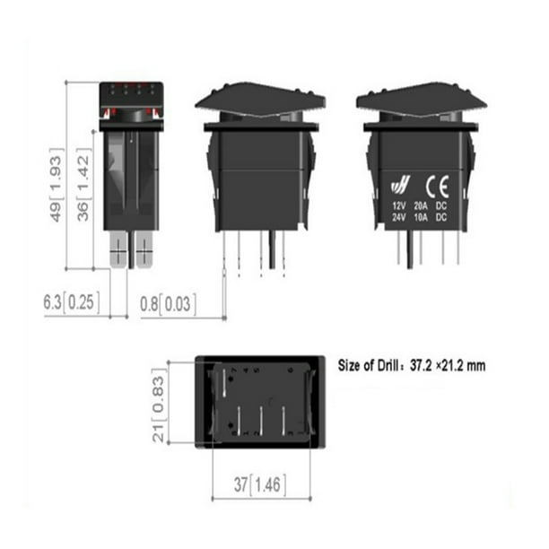 Interruptor de Balancín Marino Cuerpa On Off Off Off Off Switch Para Automóvil RV Barco 12V 24 V Interruptor de Alternancia de Servicio Pesado Con Luz LED