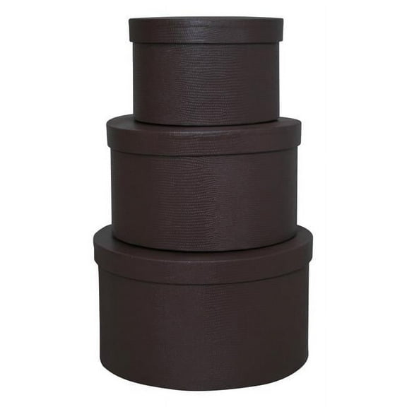 7207-BRN Stacking Boxes with Lids, Brown - Large - Set of 3