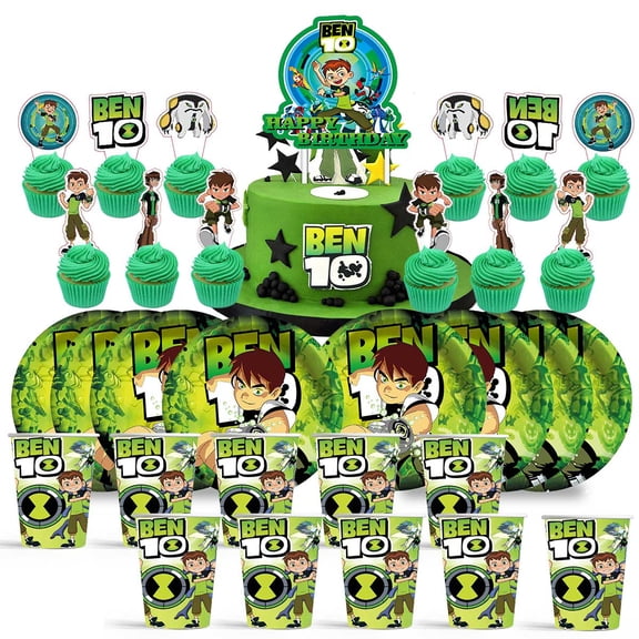 Ben 10 Birthday Cups Party Supplies Plates Fans Decorations Cake Topper Decor