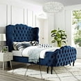 thumbnail image 2 of Hawthorne Collections Tufted Wingback Velvet Queen Platform Bed in Navy, 2 of 5