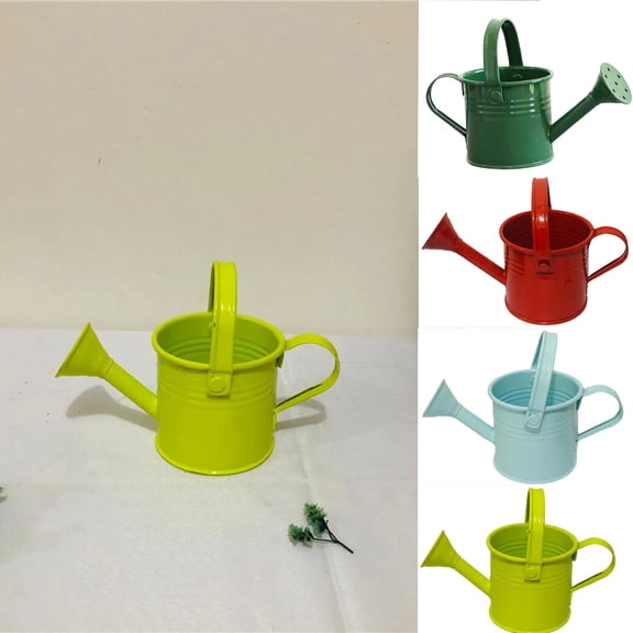 HomelyJoy Fluorescent Mint Green Mini Metal Watering Can, 1L Watering Bucket with Handle for Indoor Plants, Succulents, and Desktop Gardening