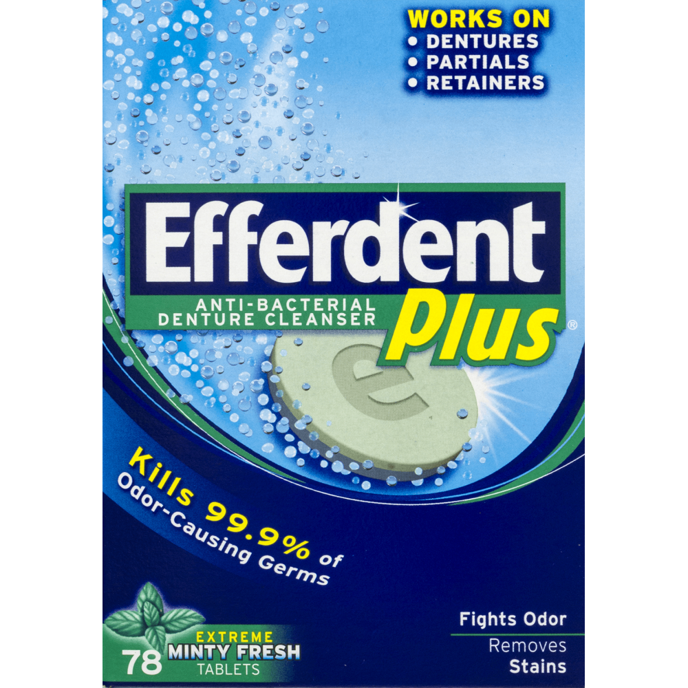Efferdent Plus AntiBacterial Denture Cleanser Tablets Extreme Minty