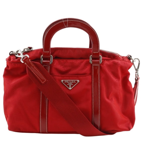 Pre-Owned Prada A5 Shoulder Handbag, Nylon, Red, 2-Way, Women's (Fair)