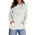 thumbnail image 2 of VISALY Womens Zip Up Hoodies Sweater Jacket Sweaters Long Sleeve Knitted Zip Up Hoodies Ribbed Pullover Loose Casual Sweatshirts with Pocket Comfy Sweaters Tunic Sweater Long Sleeve Sweaters White S, 2 of 6