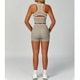 thumbnail image 6 of PISONIC Women Two Piece Workout Sets Color Block Backless Tank Top and High Waist Booty Lifting Shorts Gym Yoga Active Outfits, 6 of 6