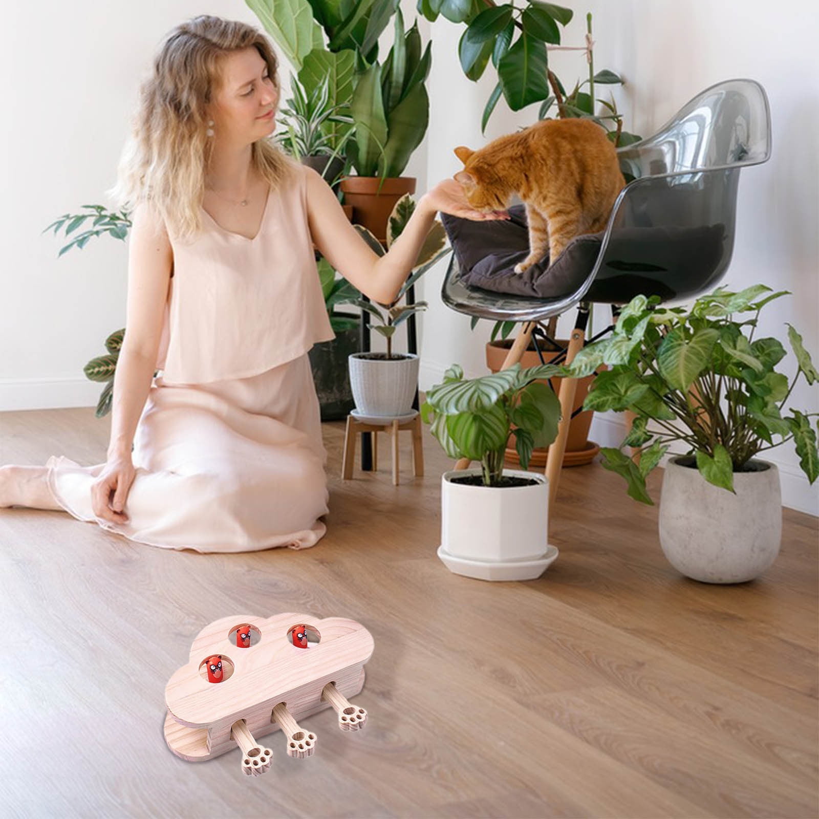 Tgbvmt Cat Ground Mouse Corrugated Toy Interactive Multi Functional Hunting Instinct Stimulation Stress Boredom Relief Exercise for Indoor Cats Kittens Play Scratch Explore Pet Toy Decor
