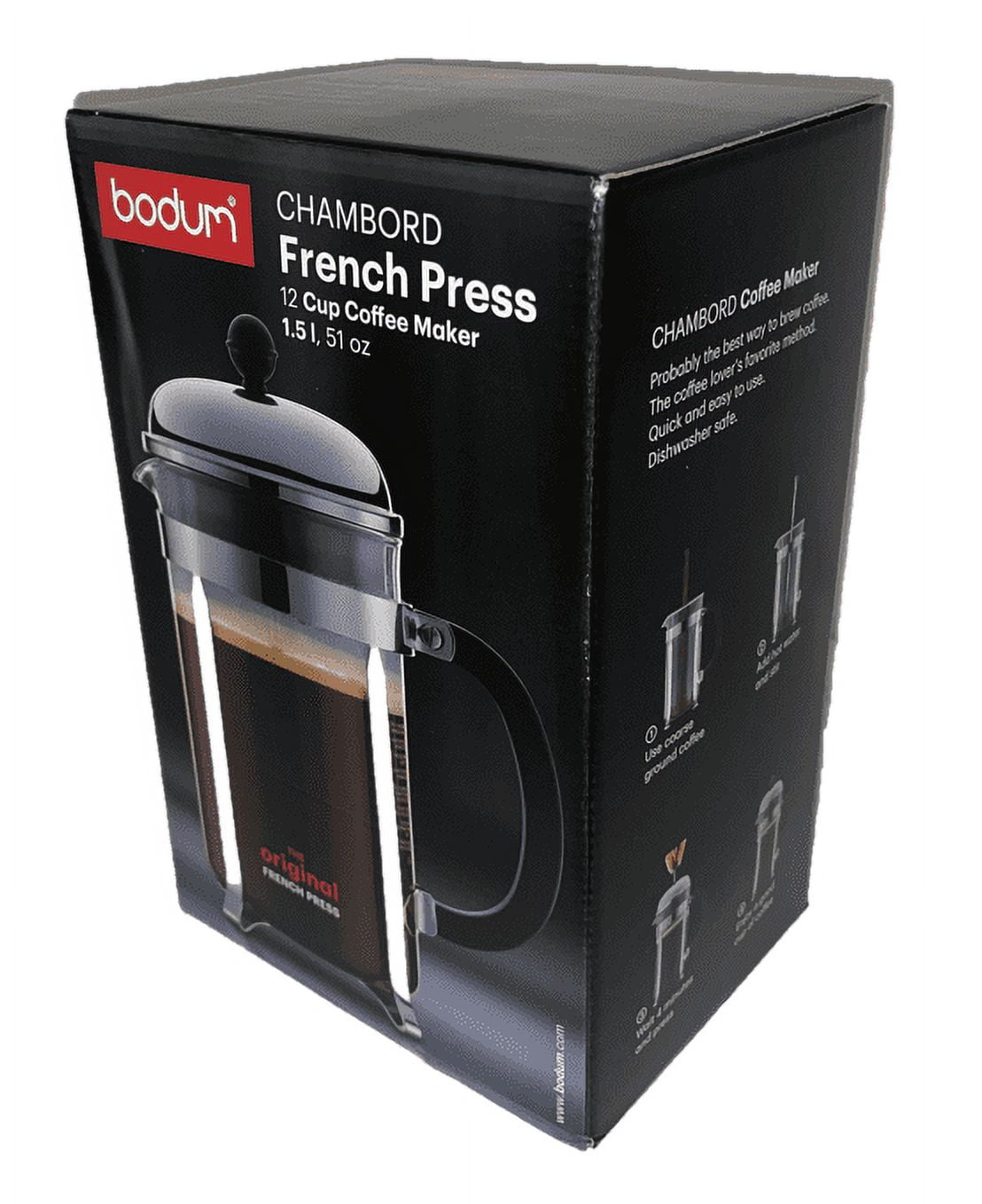 Bodum Chambord 12-Cup French Press Coffeemaker, Chrome