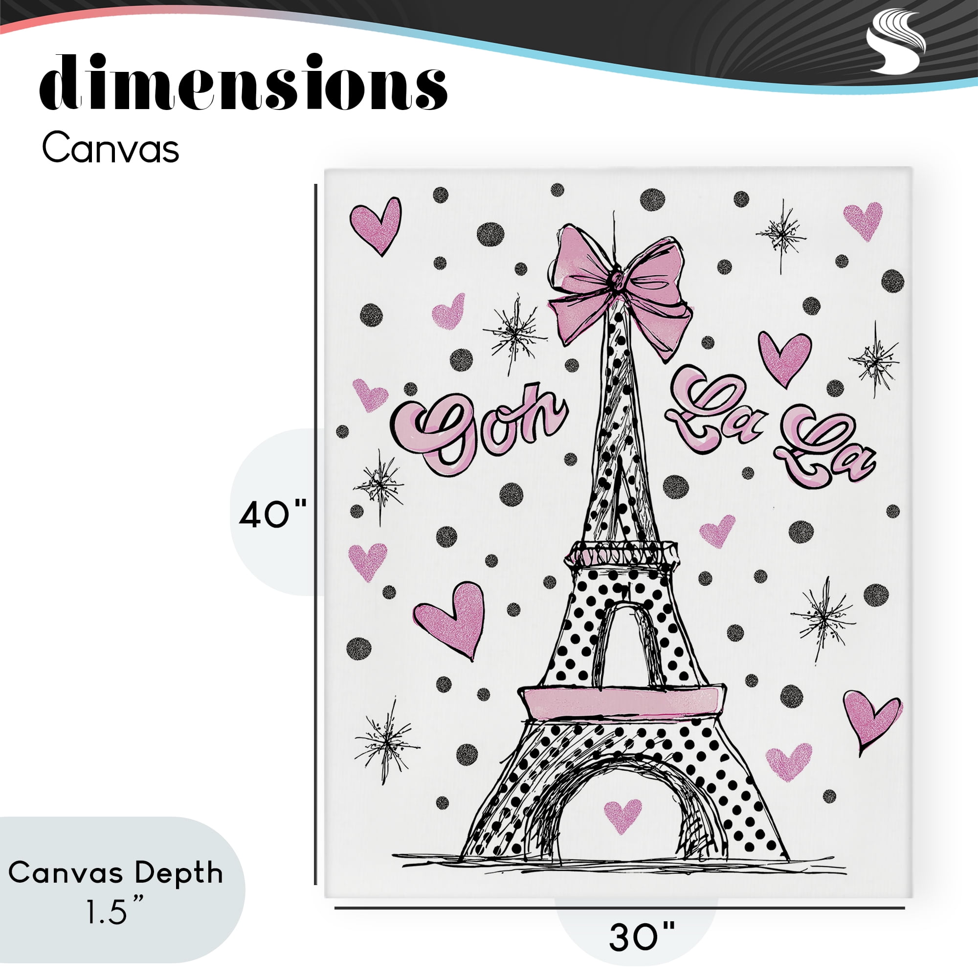 Stupell Industries Ooh La La Polka Dots Eiffel Canvas Wall Art, design by Jess Stempel