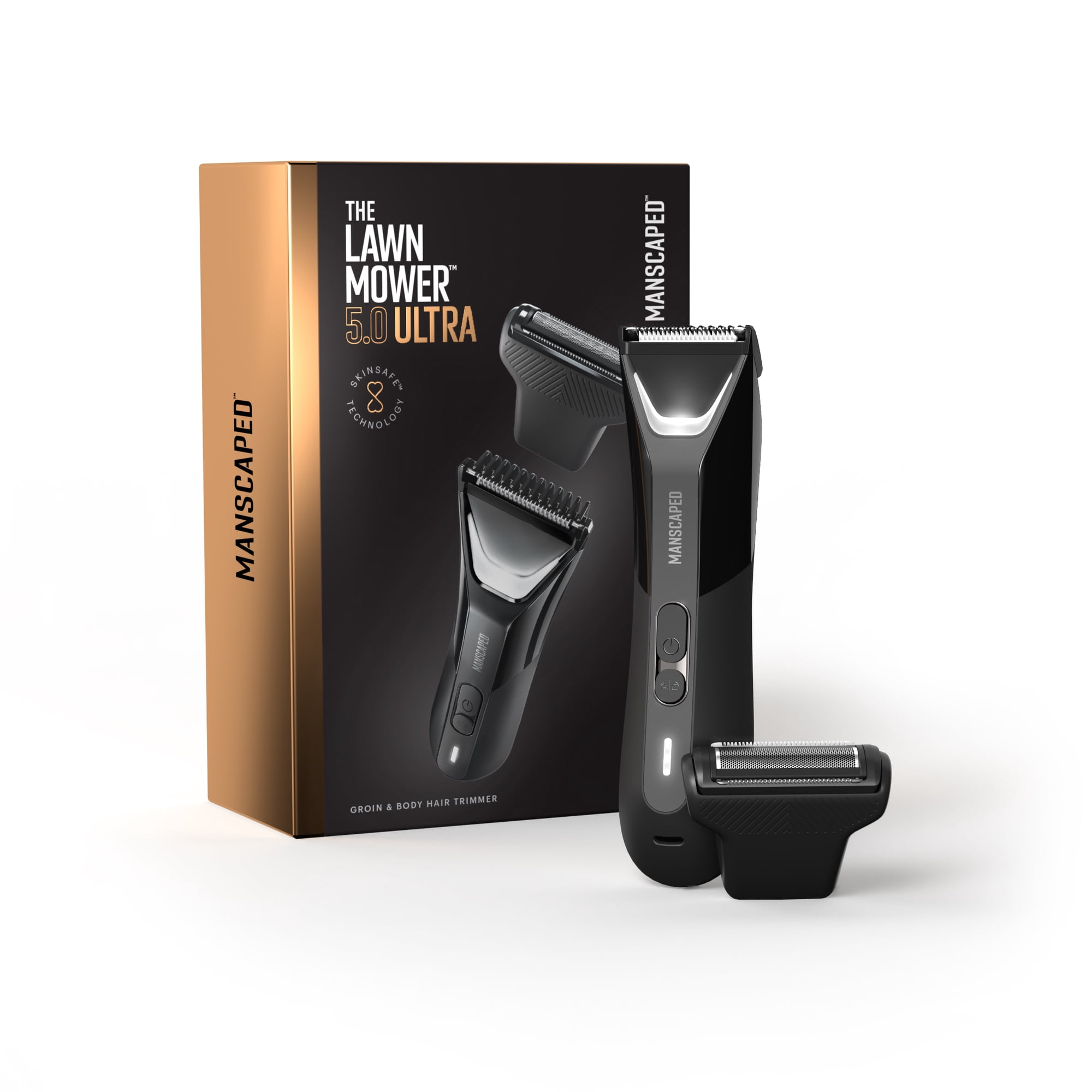 MANSCAPED® Lawn Mower™ 5.0 Ultra Groin & Body Hair Groomer, Dual-Head SkinSafe™ Trimmer & Foil Blades, Black