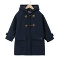 thumbnail image 4 of ATOGUTA Girls Dress Coat Kids Wool Lapel Long Button Jackets Fall Winter Outerwear Peacoat with Pockets Size 5T-15 Navy, 4 of 6
