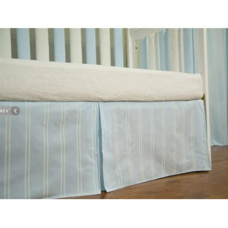 Go Mama Go Designs Box Pleat Crib Skirt Blue Cream Stripes 16
