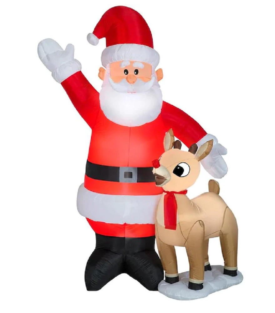 Santa Claus Inflatable Rudolph Rudolph the Red-Nosed Reindeer 7.5 FT Airblown Inflatable Santa with ...