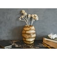 thumbnail image 3 of AeraVida Brown Stained Carved Oval Pattern Mango Tree Wood Vase, 3 of 4