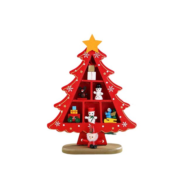 Bewildely Adorno de árbol de Navidad, marco hecho a mano para niños, adornos de madera, llamativa, decoración del hogar, ventana, fiesta, Kits de decoración para fiestas Rojo Bewildely HA068048-01B