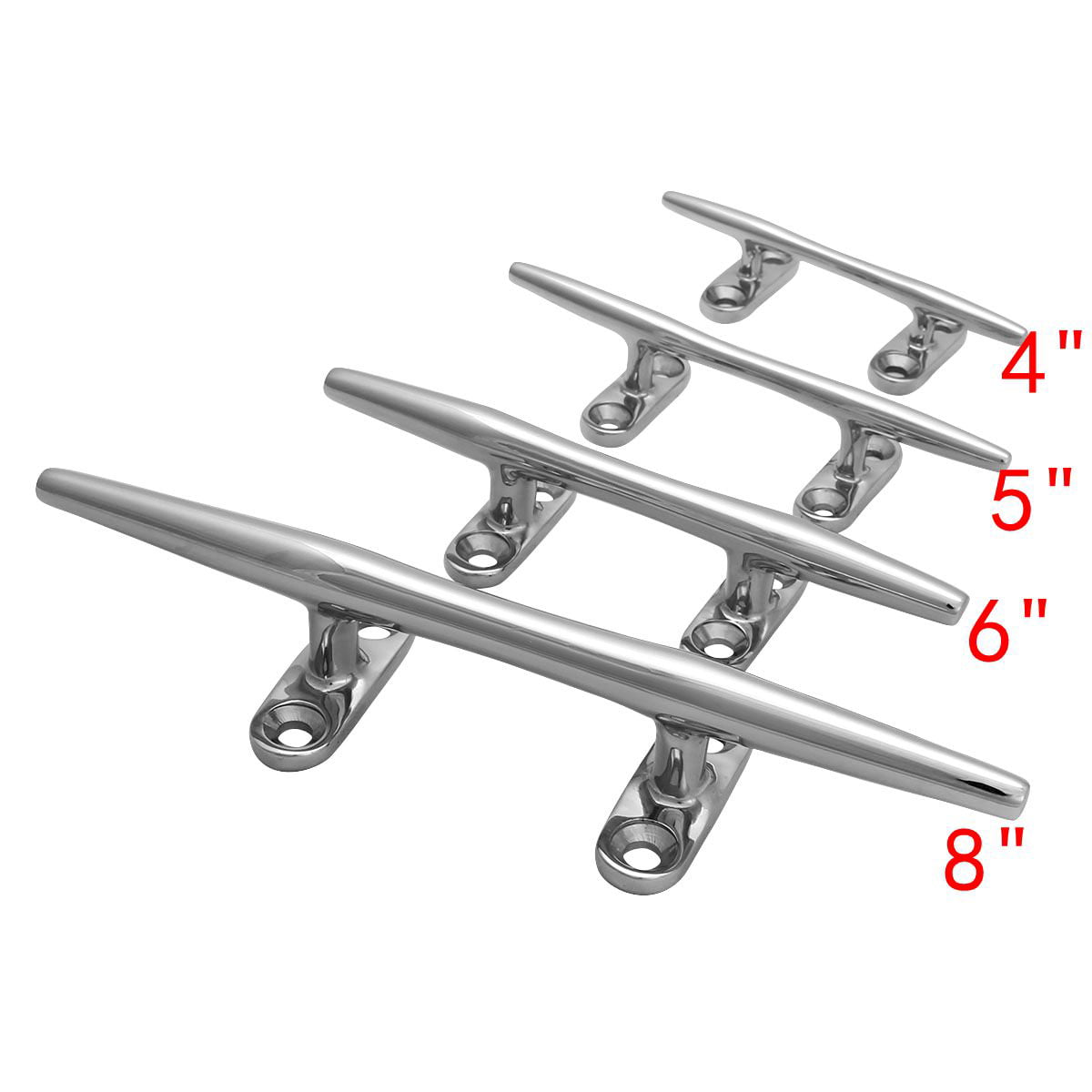 Ouken Rope Deck Cleat 316 Stainless Steel Boat Deck 2 Holes Flat Rope Cleat Dock Mooring Bollard Rope Heavy Duty 1pc 4inches 