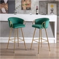 thumbnail image 3 of JERFIT Modern Velvet Bar Stools Set of 2 with Chrome Metal Base and Footrest for Kitchen Island, Green, 3 of 10
