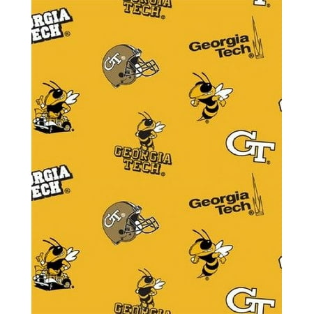 Georgia Institute of Technology Fabric Super Soft Collegiate Classic Fleece Allover Design-Sold by the Yard