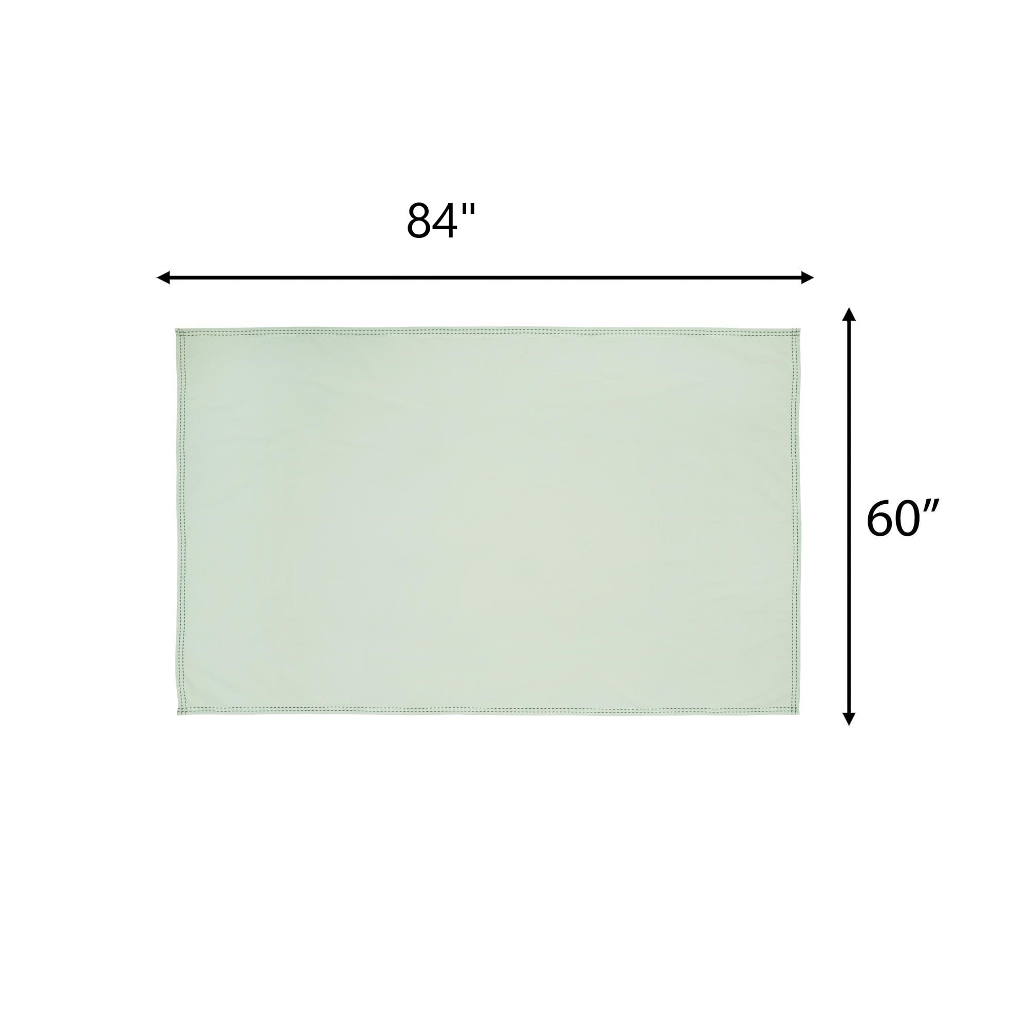 Beautiful Home by Drew Barrymore Solid Double Pop Stich Hem Fabric Tablecloth, Sage Green, 84"W x 60"L