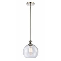 516-1S-PN-G124-8-Innovations Lighting-Athens - 1 Light Stem Hung Mini Pendant In Industrial Style-10 Inches Tall and 8 Inches Wide-Polished Nickel
