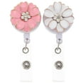thumbnail image 1 of Miangastore 2 Pcs Pince à Badge en Strass Fleur Rétractable Porte-Badge Porte-Badge Identité, 1 of 8