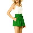 thumbnail image 4 of INSPIRE CHIC Women's Elegant Bow Self-Tie Belt High Paper Bag Waist Pleated Shorts L Green-1, 4 of 8