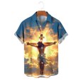thumbnail image 6 of Xcmzpl Big and Tall Camp Collar Shirts for Men Rolled up Short Sleeve Button Down Shirts Funny Print Summer Beach Shirt Tops Yellow L, 6 of 6