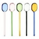 thumbnail image 1 of Uxcell 1 juego de cucharas de café de vidrio, cuchara de revolver de 6.2 pulgadas, cucharas largas para té, cócteles, batidos fríos, rosa/verde/azul/amarillo/negro, 1 of 7