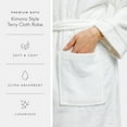 thumbnail image 5 of Fishers Finery Women's Short Cotton Terry Kimono Bathrobe with Pockets (White, M), 5 of 6