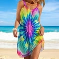 thumbnail image 2 of Color Vortex Tie Dyeing Womens Summer Dresses Casual Sleeveless Tshirt Sundresses Vacation Beach Cover Up Dress, 2 of 8