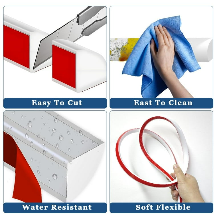 LSGCQ Flexible Quarter Round Molding Peel and Stick Rubber Trim Molding | Double-Sided Self Adhesive Wall Corner Trim for Floor, Bathrooms, Countertops (1/2 W x 1/2 H x 40 Ft, Transparent LSGCQ Flexible Quarter Round Molding Peel and Stick Rubber Trim Molding | Double-Sided Self Adhesive Wall Corner Trim for Floor, Bathrooms, Countertops (1/2 W x 1/2 H x 40 Ft, Transparent