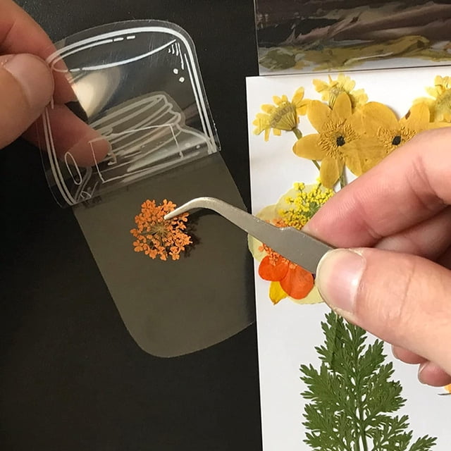 Marcapáginas de flores secas transparentes de 20 piezas, marcapáginas de flores hermosas hechas en casa, marcapáginas de flores secas DIY, pegatinas para cristalería