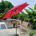 thumbnail image 3 of Patio Umbrella 9FT, Outdoor Market Umbrella with Push Button Tilt, Crank Lift Table Umbrella with Vent for Garden, Deck, Pool, Pattern + Orange, 3 of 8