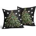 thumbnail image 2 of Christmas Pillow Covers 18X18 Inch Xmas Tree Polka Dot Snowflake Decorative Pillow Cases Black Winter Holiday Cotton Linen Throw Pillows Set of 2 Farmhouse Home Decor For Sofa Couch Bedroom Outdoor, 2 of 7